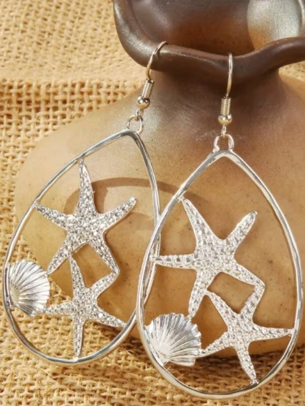 Geometric Starfish Waterdrop Dangle Earrings Sparkling Aesthetic Boho Beach